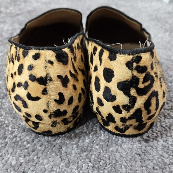 Steve Madden Smile Leopard Print Calf Hair Tan Slip On Loafers Chic Preppy - Picture 5 of 11